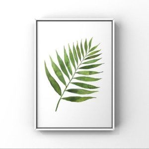 Large green leaves water-color art print.